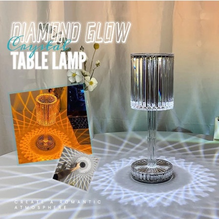 Lampu Tidur Kristal / Diamond Table Lamp Crystal Touch Control Remote Control
