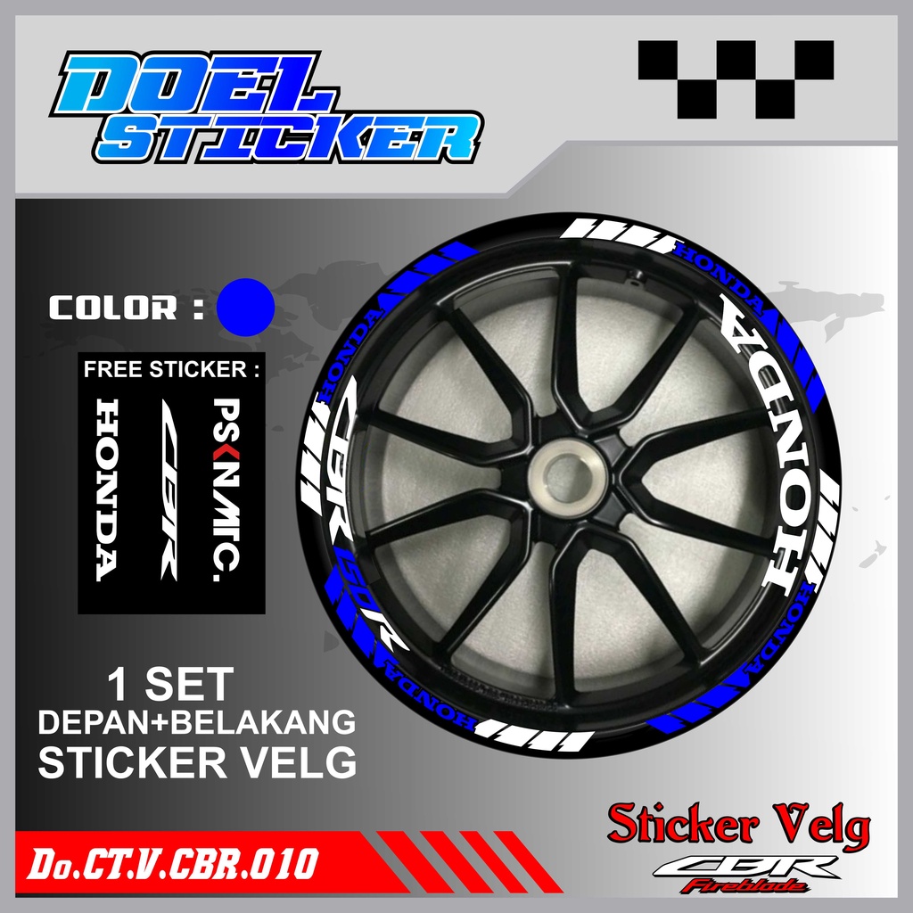 Stiker Cutting Velg CBR 150 Racing Lis List Variasi Custom Set Depan Belakang Doel 010