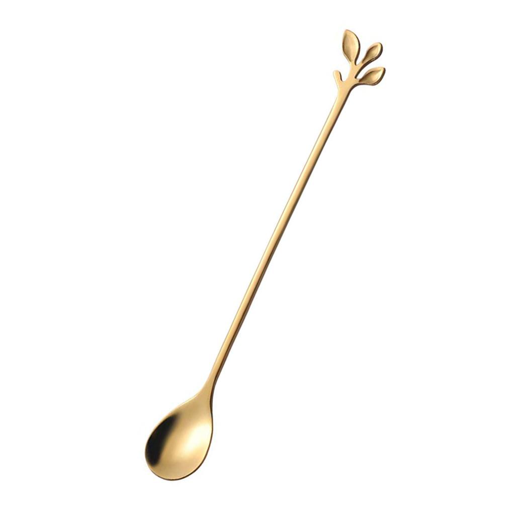 6pcs/set Kreatif Stainless Steel Sendok Cabang Daun Sendok Dessert Kopi