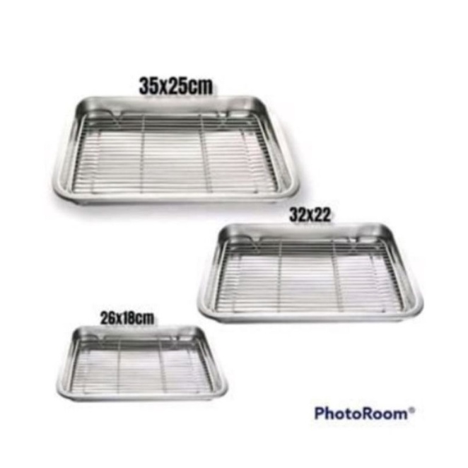 COOLINGRAK DAN NAMPAN STAINLESS BAKING TRAY PENYARING MAKANAN PENIRIS MINYAK SARINGAN