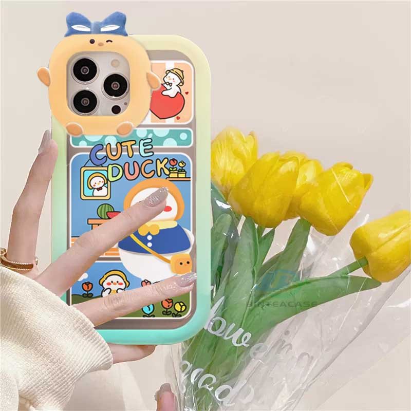 Case Motif Kartun Bebek Monster Untuk OPPO A57 2022 A15 A16 A16K A54 A53 A12 A5S A7 A3S A11k A31 A52 A92 A94 A93 A37 F9 A1K Reno 5 A76 A96A