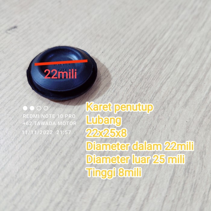 KARET PENUTUP LUBANG UKURAN 22X25X8
