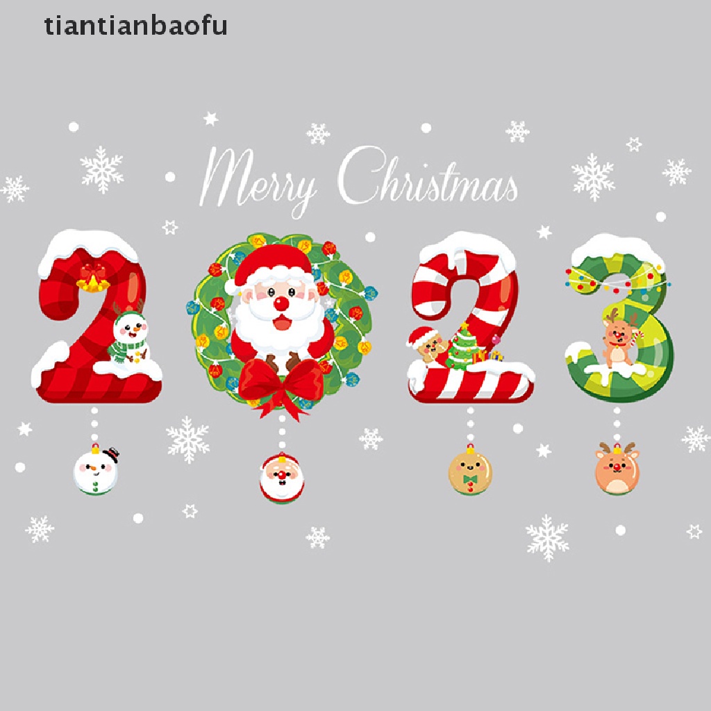 Stiker Dinding / Jendela Desain Natal Tahun Baru Tahan Air Untuk Dekorasi Butik 2023