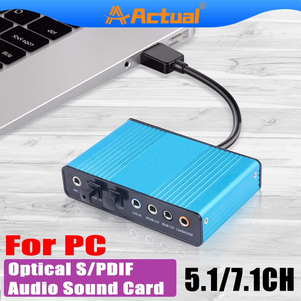 Actual【COD】sell Kebidumei Sound Card External 5.1 Suround USB untuk Laptop/PC - CM6206 - Biru