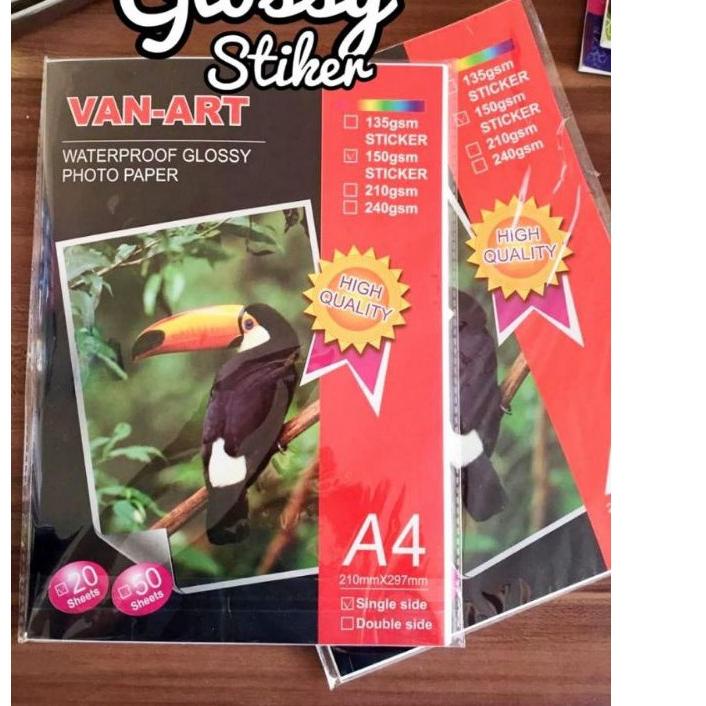 

⍐ [STICKER GLOSSY]( Harga1 pak isi 20 lembar) Glossy STICKER paper 150gr, kertas foto STIKER ㅮ