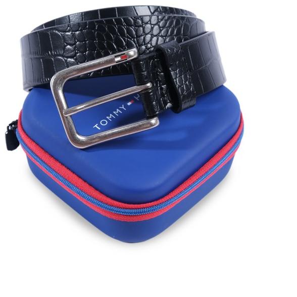 THF Basic Leather Belt - Black - Pattern, 40