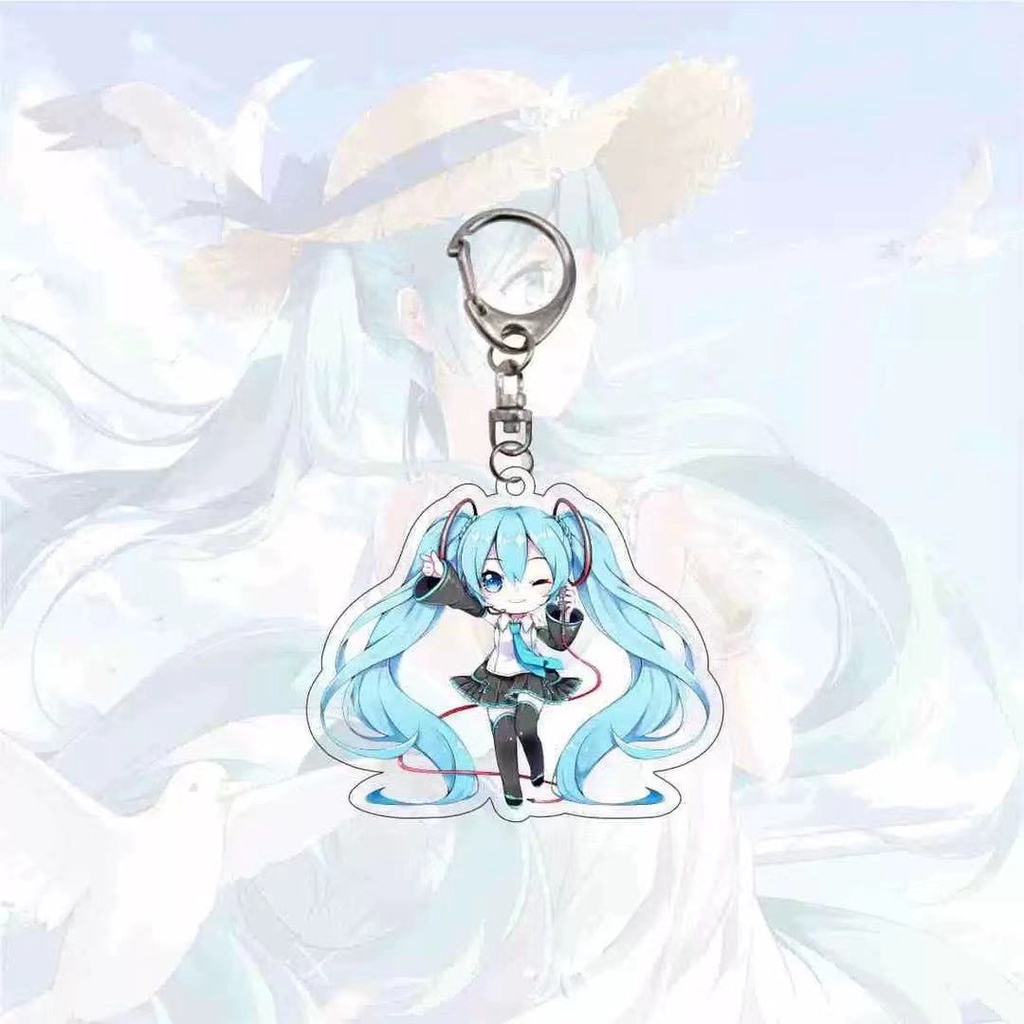 Gantungan Kunci Desain Anime Hatsune Miku Bahan Akrilik Ukuran 6Cm