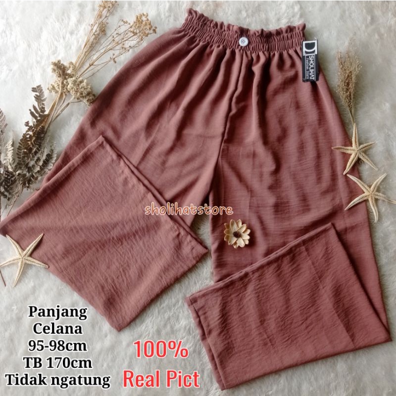 KULOT CRINKLE AIRFLOW PREMIUM MODEL KANCING ALL SIZE MAKSIMAL BB 80KG / CELANA PANJANG POLOS WANITA PINGGANG KARET BAHAN KRINGKEL SIZE XXL / KULOT CRINKLE HIGH WAIST HW KANCING PANJANG CELANA 95CM 100CM / DAILY CULLOTE CRINCLE AIR FLOW / SHOLIHATSTORE