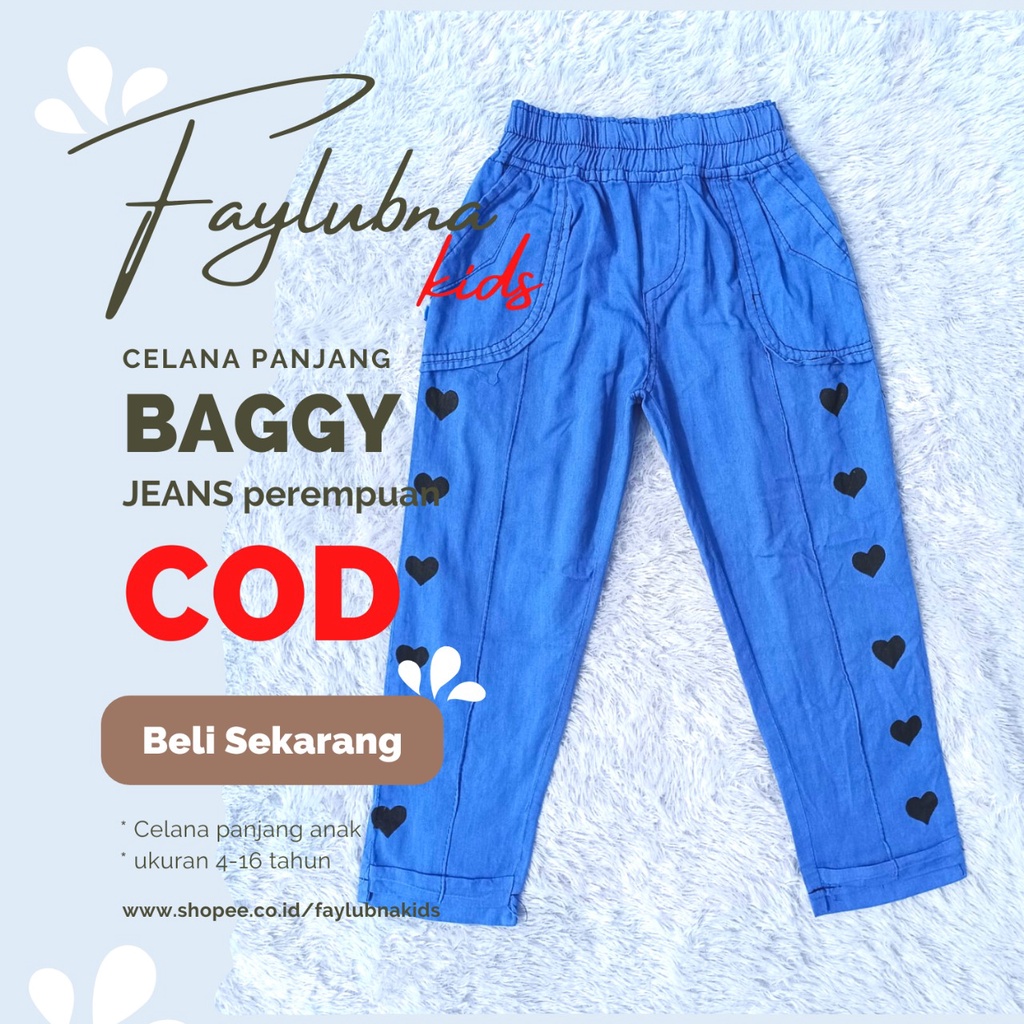 BAGGY PANTS ANAK JEANS 4-16 TAHUN /CELANA JEANS / CELANA JEANS ANAK PEREMPUAN / BAGGY ANAK JEANS /JEANS BAGGY ANAK PEREMPUAN
