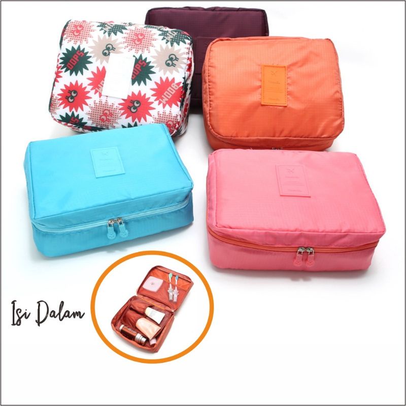 Tas Multi Fungsi Travel Pouch Bag 02 Tempat Make Up Kosmetik