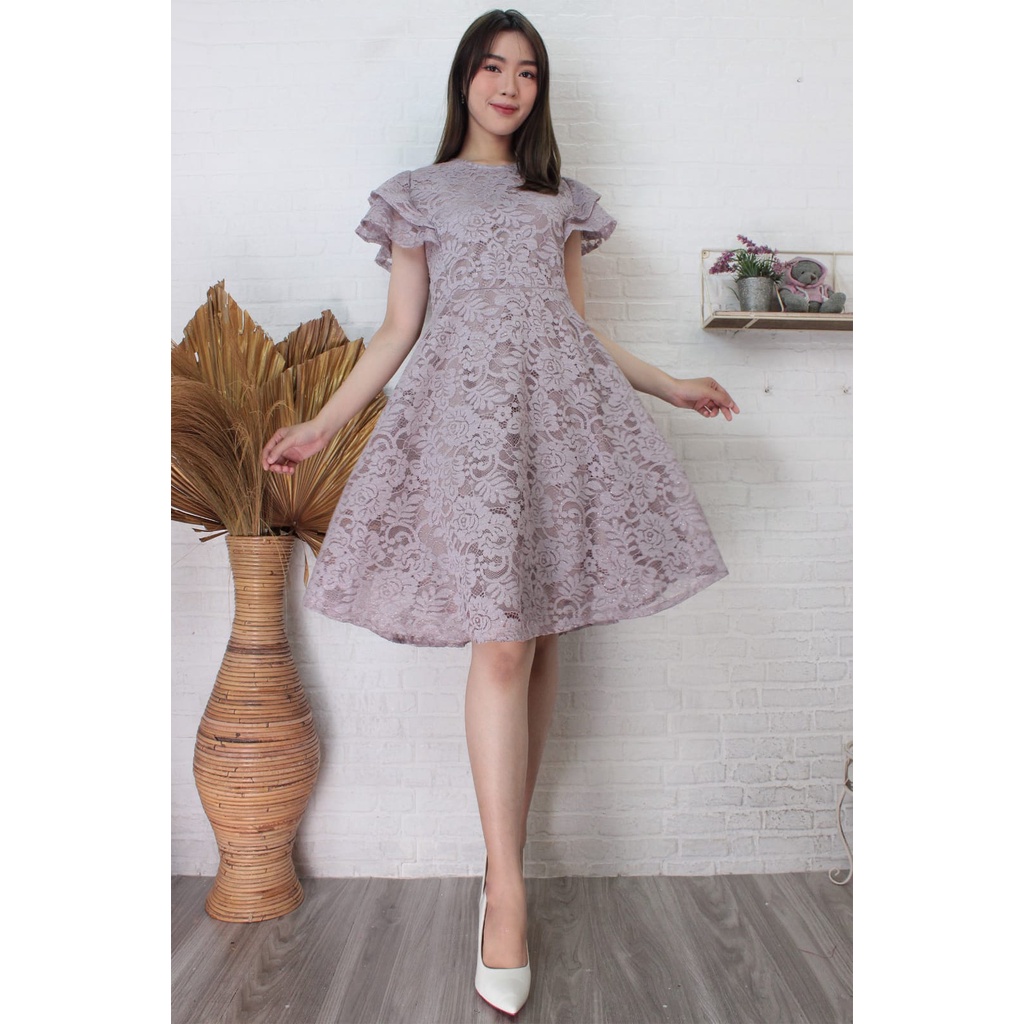 Malina Mini dress brukat maxi pendek wanita jumbo M - XL/ Dress Mini Brukat /Dress Natal / Drees Iml