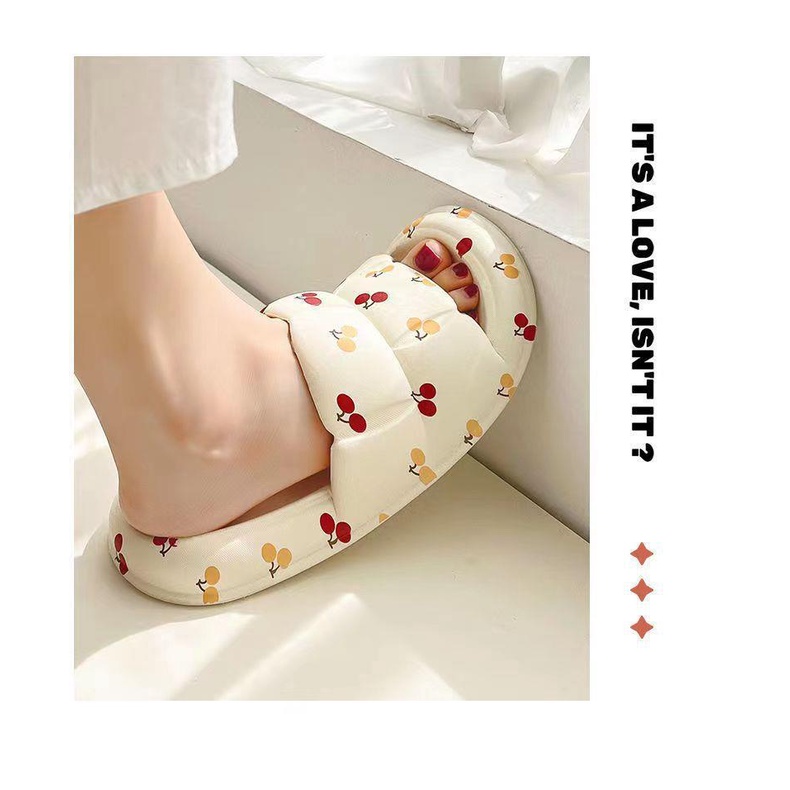 SANDAL SELOP WANITA MOTIF CHERRY LOVE ASTRONOT AWAN Slop Jelly Korean Import Soft Slipper Elastic Empuk PVC / Slip On RUMAH TEBEL NYAMAN awan cloud rumah anti slip Cewek Sepatu Casual