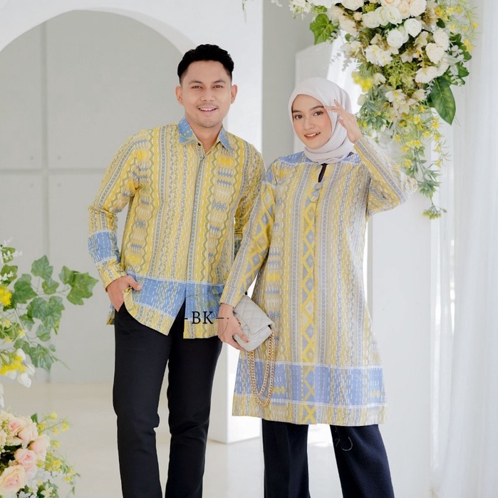 Batik Couple Modern Baju Batik Wanita Modern M L XL XXL Atasan Batik Kerja Wanita Kancing Lengan Panjang Seragam