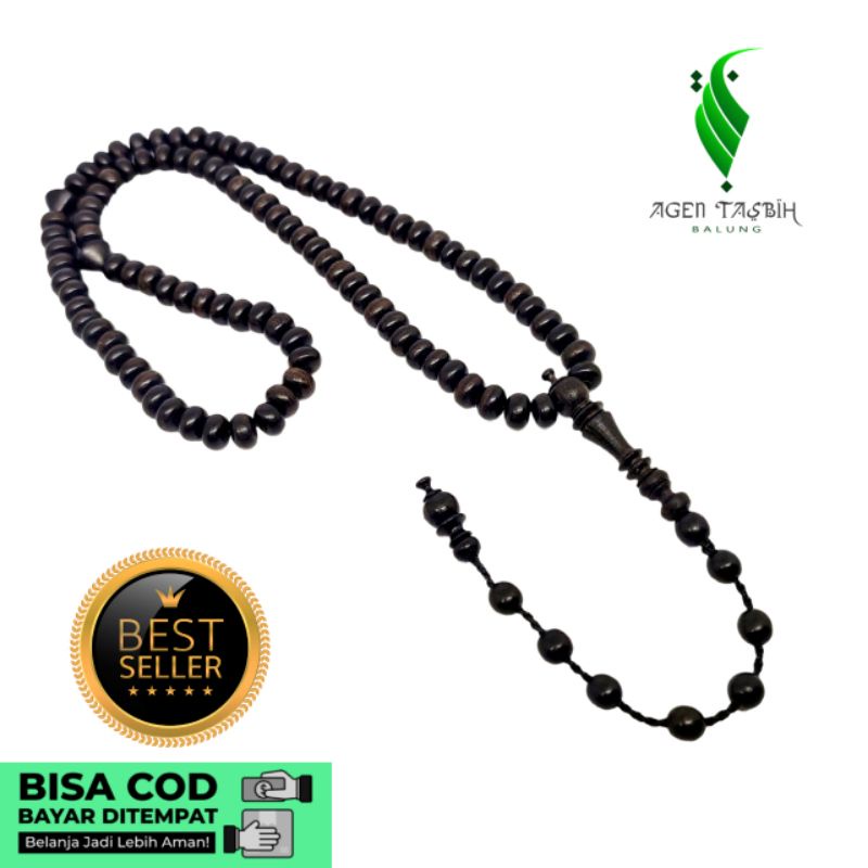 Tasbih Kelor Hitam Motif Pipih Size 4mmx7mm/Bisa COD