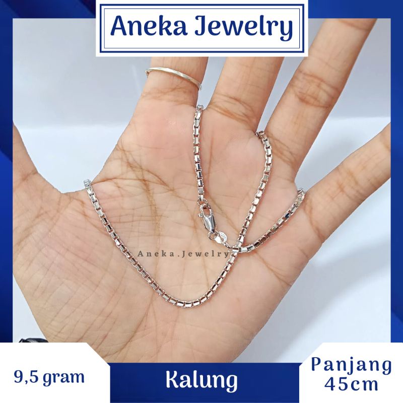 Kalung Italy Santa 9,5 gram, Perak 925, Sepuh Emas Putih