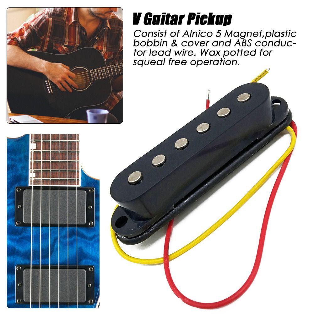 Pickup Gitar Nanas V Hitam/Putih/Kuning Untuk ST Krem Staggered-Pole Neck Jembatan Tengah