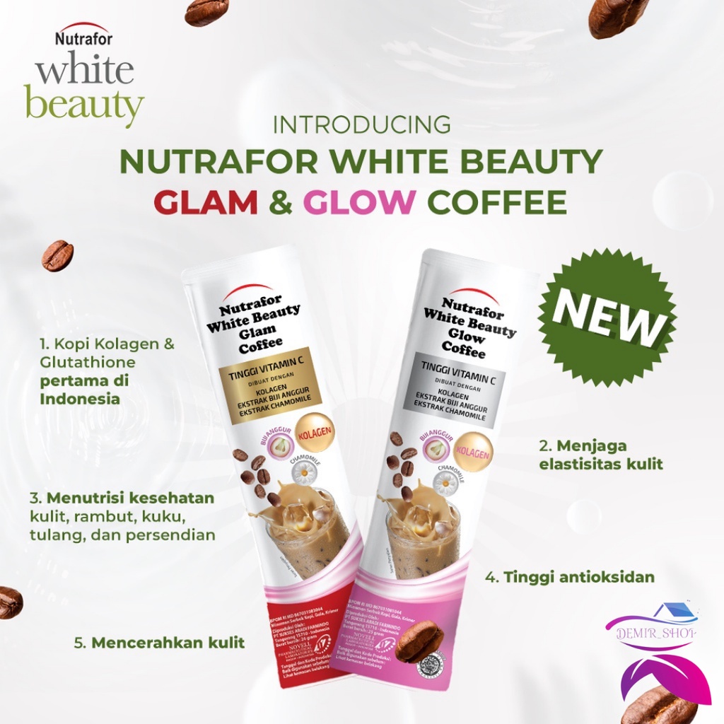 Nutrafor White Beauty Coffee Glow &amp; Glam Box @5 Sachet / Kopi Kolagen