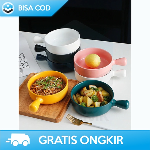 MANGKOK GAGANG KERAMIK WADAH MAKANAN GLAZED BOWL NORDIC STYLE 550ML