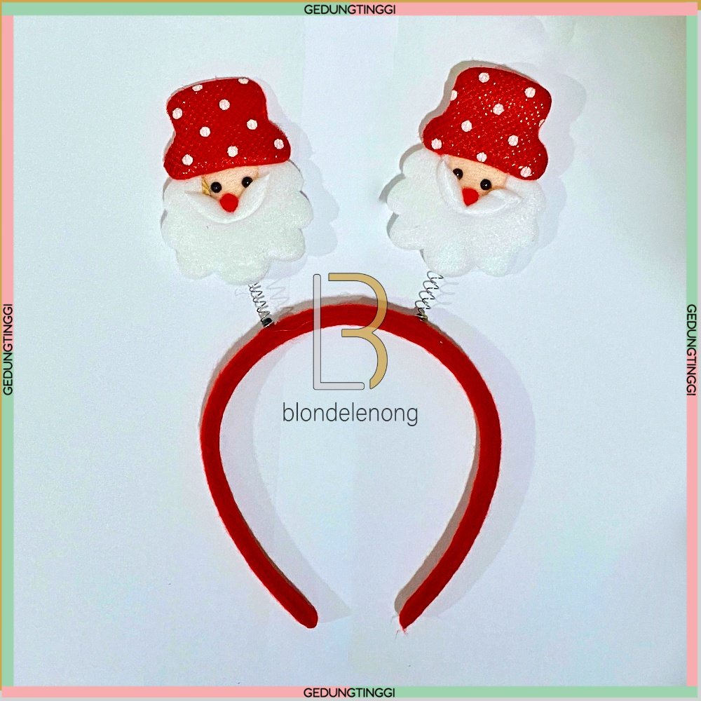 Bando Bandana Jepit Jepitan Ikat Asesoris Aksesoris Fashion Rambut Anak Anak Bayi Baby Perempuan Dewasa Lampu Led Hiasan Dekorasi Ornamen Ornament Pita Pohon Natal Merry Christmas Chrismast Xmas Tanduk Rusa Santa Claus Korea Foil Gold Emas Murah Lucu Set