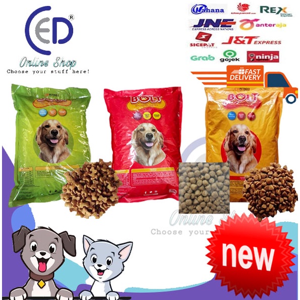 MAKANAN ANJING BOLT DOG BEEF &amp; LAMB 7KG ( KHUSUS GOSEND &amp; GRAB )