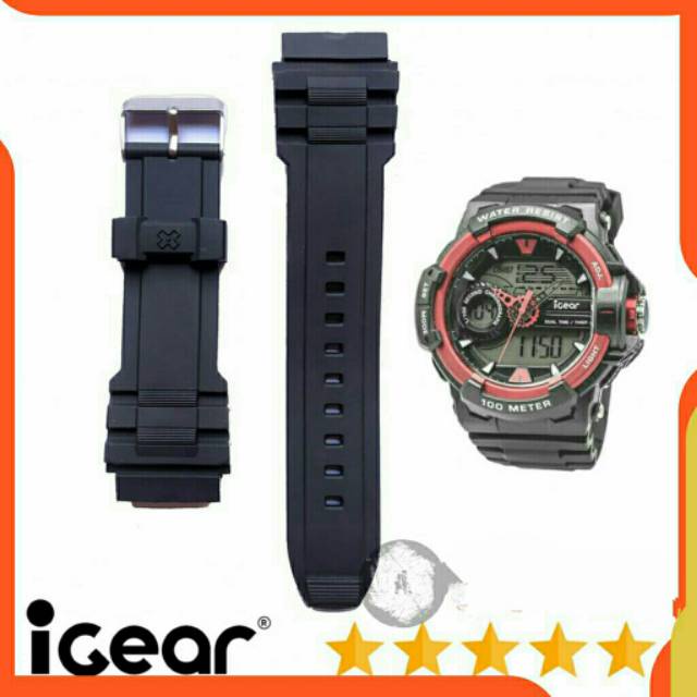 TALI JAM TANGAN IGEAR I64 I64-1968 I641968 RUBBER STRAP JAM IGEAR I64-1968 WARNA HITAM