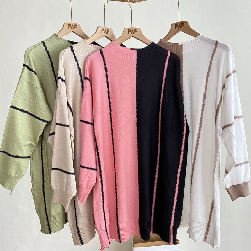 Reina Two Tone Knit Blouse / Baju Atasan Rajut Wanita Import