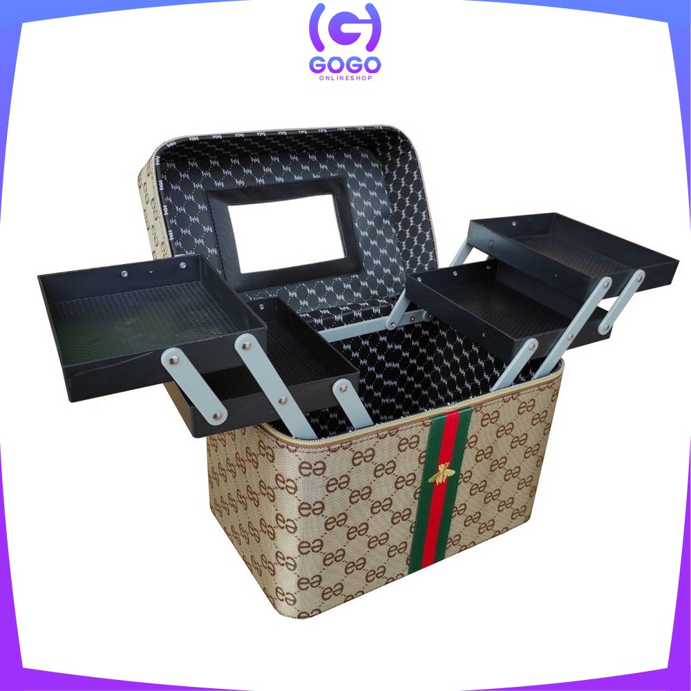 GOGO-K1 BOX MAKE UP/Kotak Kosmetik/Beauty Case/Tas Kosmetik/Make Up Case/ WATERPROOF/Koper Makeup