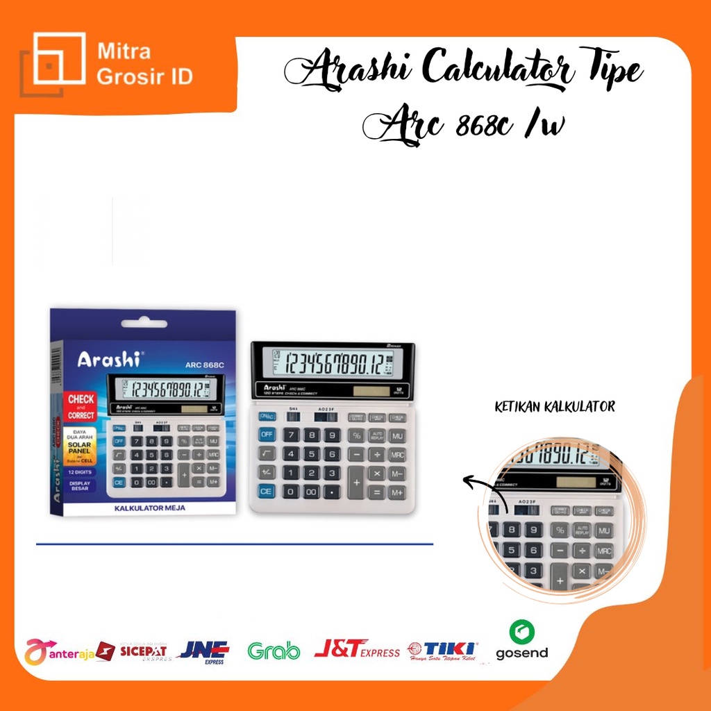 

ARASHI CALCULATOR TIPE-ARC 868C/W