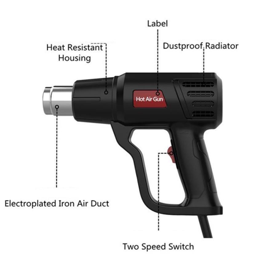 Hot Air Gun - Hot Gun - Alat Pemanas Stiker Kaca Film-2000W - 886C