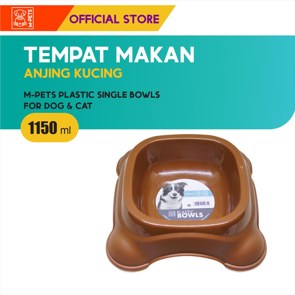 M-Pets Plastic Single Bowl 1150 ml / Tempat Makan Anjing Kucing