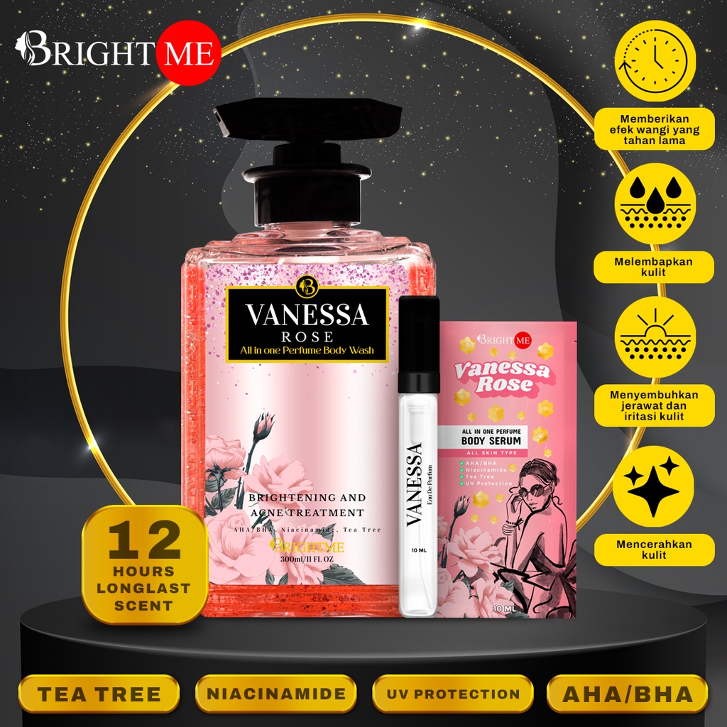 	 BrightMe Bundling Body Wash Vanessa Rose + Parfume Mini + Body Serum Sachet	