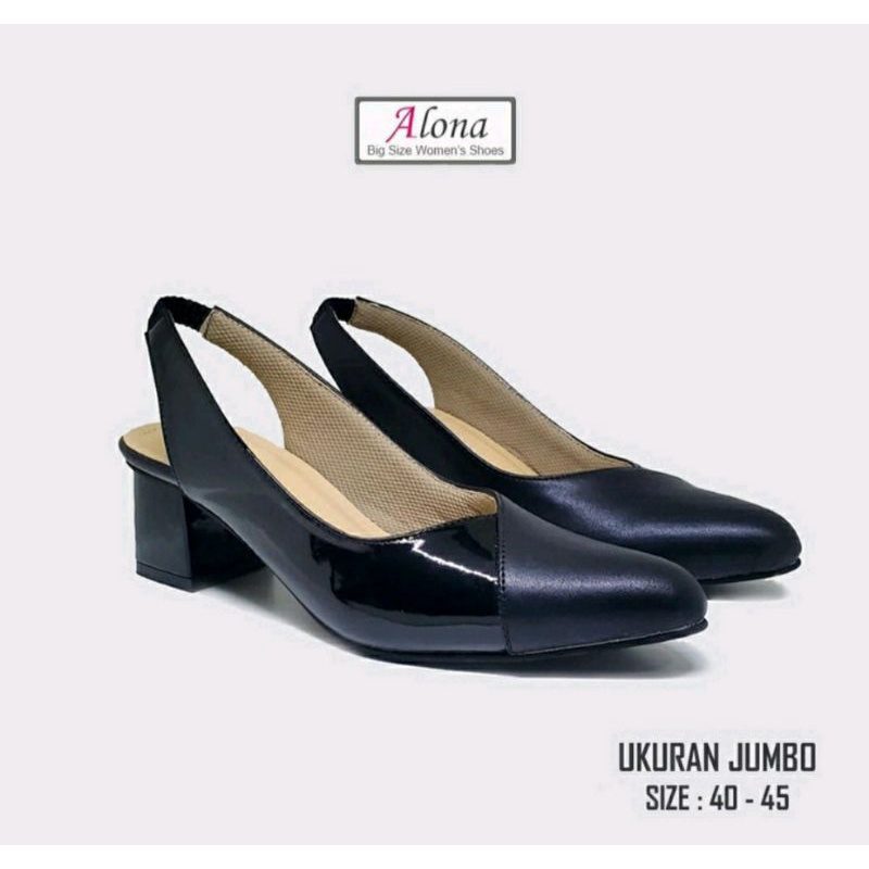 Sepatu Kulit Wanita MK-162 Big size Shoes 4142 43 44 45 Flat Lancip Kerja Kantoran Ukuran besar Black JUMBO, 41