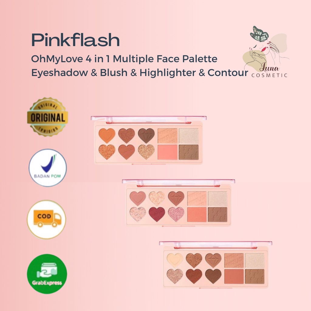 PINKFLASH OhMyLove 4 in 1 Multiple Face Palette Eyeshadow &amp; Blush &amp; Highlighter &amp; Contour