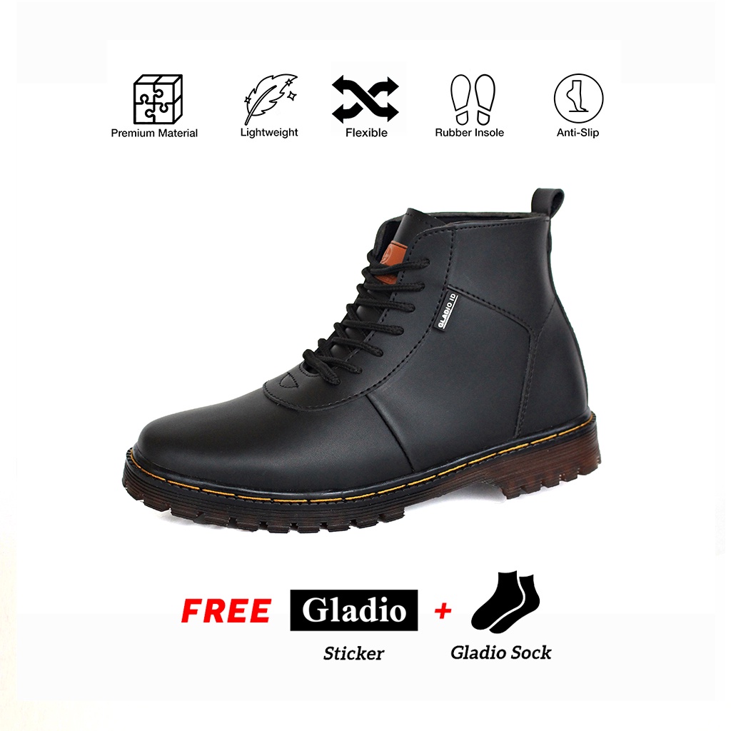 Gladio Footwear - Sepatu Boot Pria Docmart Pria Sepatu Boots Kulit Asli Formal Original Gladio Omega