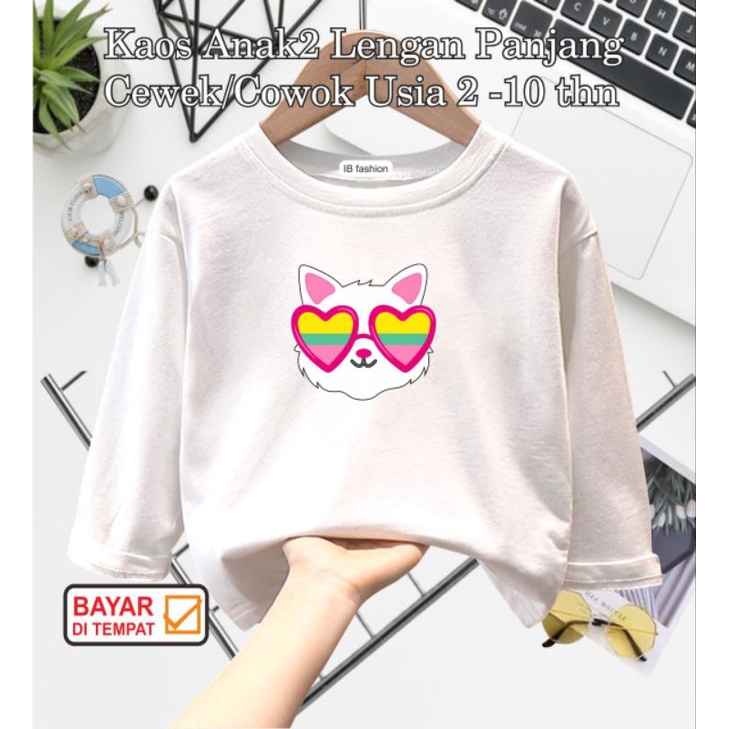 ((IB))KAOS ANAK PEREMPUAN PANJANG/KUCING DIGITAL SABLON