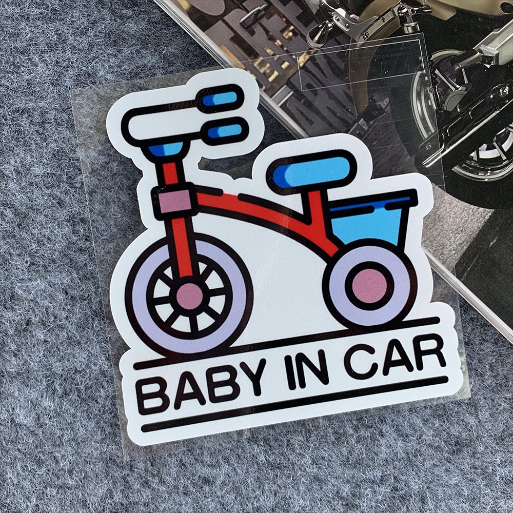 BABY IN CAR Stiker Mobil Reflektif Stiker Peringatan Tips Stiker Kaca Depan Jendela Decal Tahan Air Decal Sepeda Motor Sepeda Motor