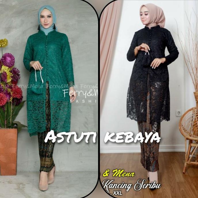 Kebaya Tunik Brukat Modern Kancing Seribu / Baju Kebaya Brokat