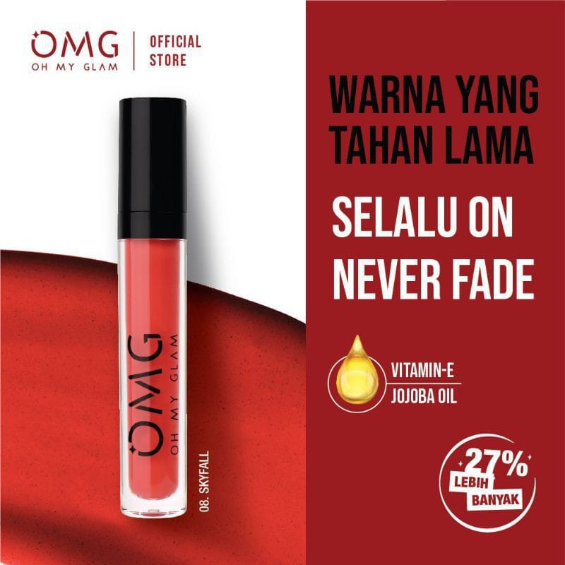 [ORI &amp; READY] OMG Oh My Glam Matte Kiss Lip Cream | Lipcream Ombre Lips | With Jojoba Oil &amp; Vit E | Lipstick Make Up Cosmetic | Lipstick Lipstik Lipcream | Lipcream Oh My Glam | BPOM halal Oh My Glow