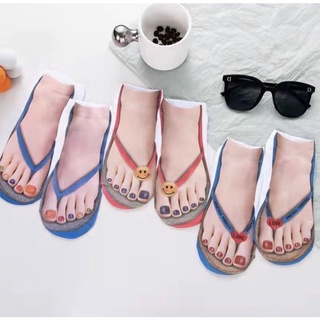 kaos kaki viral tiktok yang kece motif kaki sandal jepit bahan adem seperti sedang pakai sandal