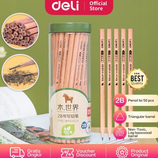 

BAYAR DITEMPAT Deli Pensil kayu/ Pencil - 2B 50pcs/tabung - Sudah diasah 58118 /ALAT TULIS AESTHETIC/ALAT TULIS SEKOLAH/ALAT TULIS SET/ALAT TULIS LENGKAP/ALAT TULIS ANAK/ALAT TULIS LUCU