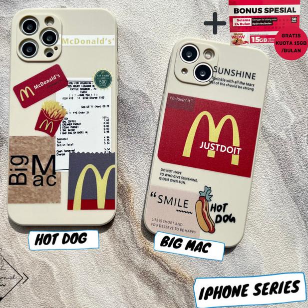 MCD Mcdonald Case 6 6S 7 8 PLUS X XS XR 11 PRO MAX Casing Lucu - HOT DOG, 6 / 6S