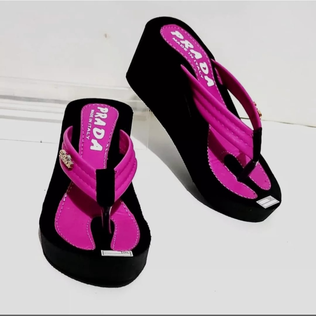 sandal prada wanita sandal wedges wanita terbaru