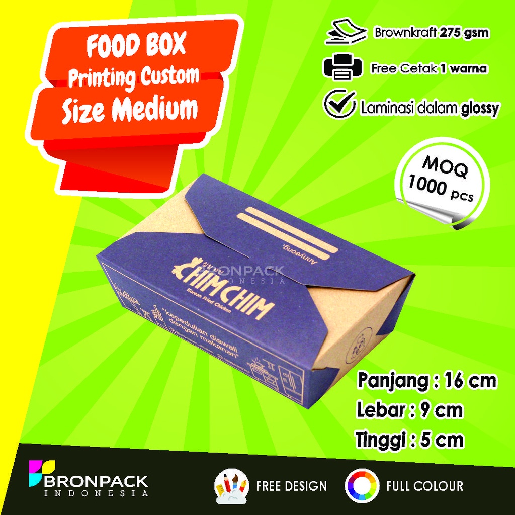 

KEMASAN FOOD BOX KRAFT COKLAT CUSTOM PRINTING SIZE MEDIUM