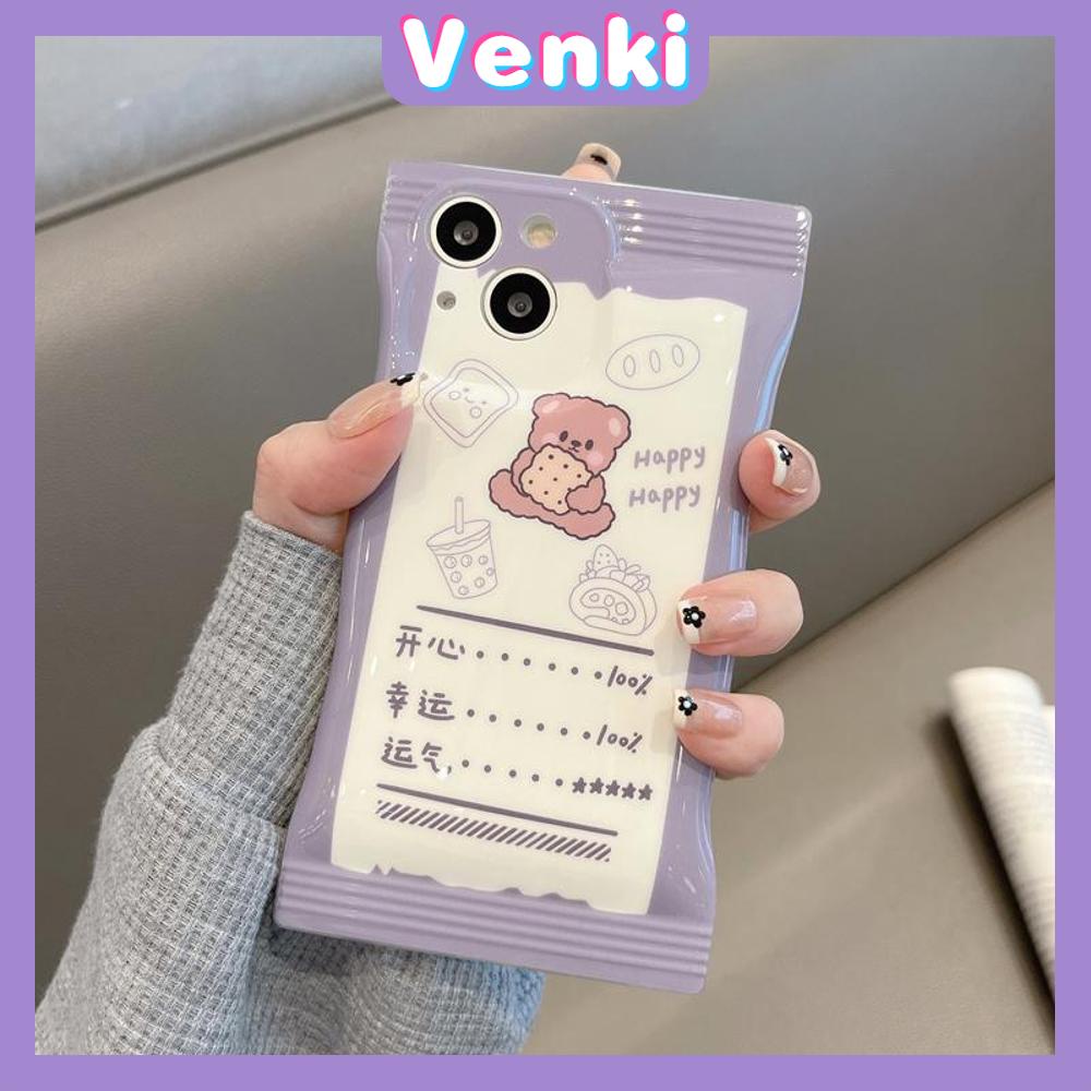 Case iPhone 14 Pro Max Soft TPU Glossy Case Snack Case Cartoon Cute Bear Camera Protection Airbag Shockproof For iPhone 14 13 12 11 Plus Pro Max 7 Plus X XR