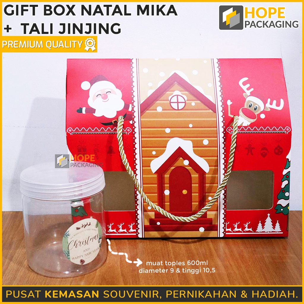 Gable Box / box gift natal / Gift box natal + Tali Jinjing / Rumah Size : 26.5x 9x 21.5 cm