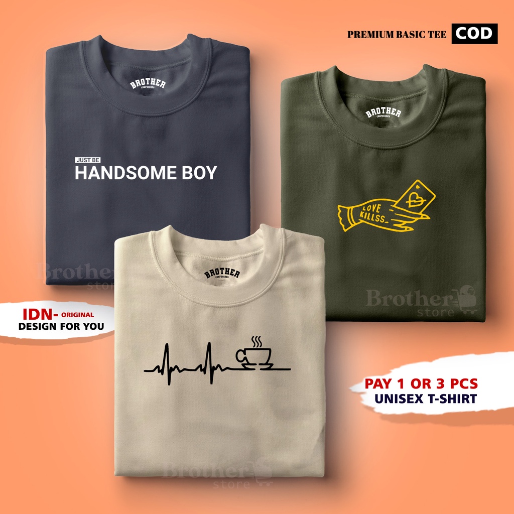 BUY 1 OR 3 PCS ( PROMO COD ) BROTHER STORE / Kaos Distro100% Catoon Combed 24s Tebal / Articel Handsome Boy