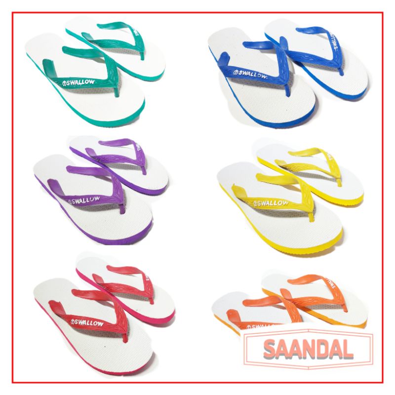 Grosir-Sandal Jepit Swallow Putih Super Original (ISI 6 PASANG SANDAL)