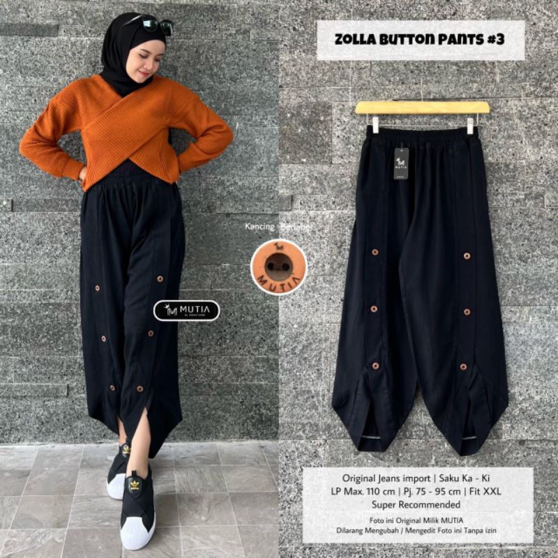 ZOLLA BUTTON PANTS #3 BY MUTIA / CELANA BAGGY JEANS WANITA / Celana jeans muslimah premium