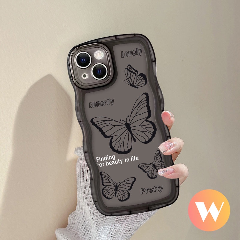 Casing Retro Butterfly Vivo Y16 Y35 Y22 Y15 Y33s Y15s Y93 V25E Y02 Y95 Y21 Y11 Y1s Y12i Y20 Y30 Y15A Y12s Y21s V23E Y75 Y91C V20 Y17 Y22s Y12 Y91C V21 T1 Y55 Soft Tpu Wavy Edge Cover