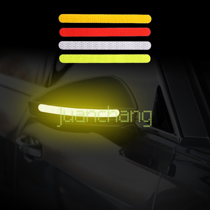 1 / 2pcs Stiker Strip Reflektif Anti Air / Tabrakan Untuk Kaca Spion Mobil